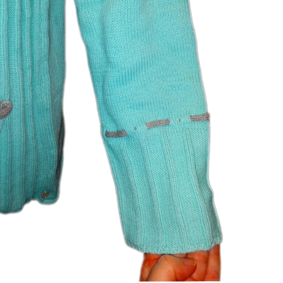 🔴 SALE Pure Knits Light Turquoise V-neck Pullover Sweater - Picture 7 of 11